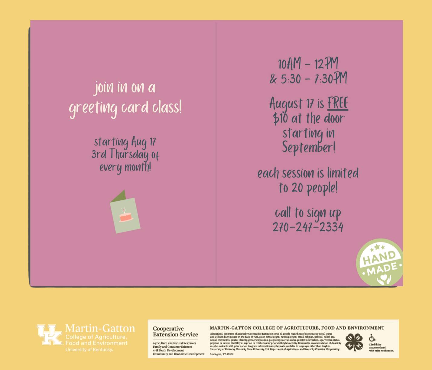 Greeting Card Class MayfieldGraves County Tourism Commission